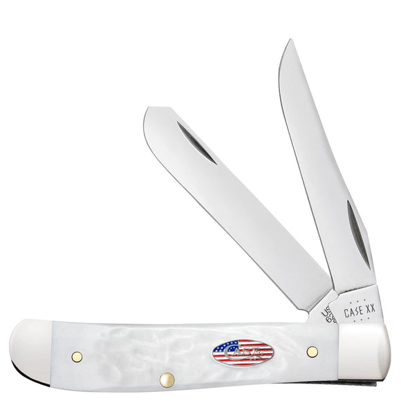 Case Cutlery Mini Trapper Stars & Stripes White Jigged Folding Stainless Knife 14101