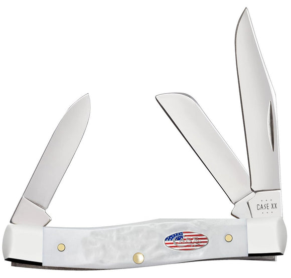 Case Cutlery Medium Stockman Stars & Stripes White Jigged Folding Stainless Knife 14102