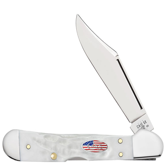 Case Cutlery Mini Copperlock Stars & Stripes White Jigged Folding Stainles Knife 14104