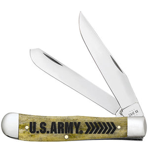 Case Cutlery U.S. Army Trapper Olive Green Bone Smooth Folding Stainless Pocket Knife 15056