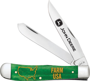 Case Cutlery John Deere Trapper Green Bone Folding Stainless Pocket Knife 15794