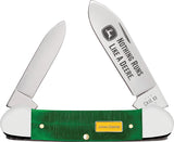 Case Cutlery John Deere Canoe Green Sawcut Bone Folding Stainless Pocket Knife 15797