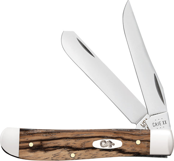 Case Cutlery Mini Trapper Natural Zebra Wood Folding Stainless Pocket Knife 25142