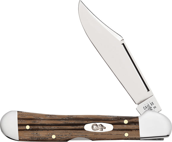 Case Cutlery Mini Copperlock Natural Zebra Wood Folding Stainless Pocket Knife 25143