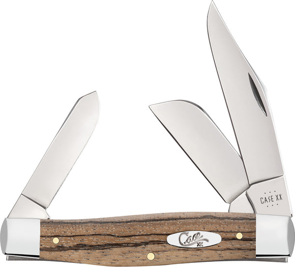 Case Cutlery Large Stockman Natural Zebra Wood Folding Stainless Pocket Knife 25145