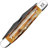 Case Cutlery Muskrat Burnt Deep Canyon Bone Folding Damascus Pocket Knife 27231