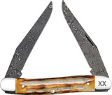 Case Cutlery Muskrat Burnt Deep Canyon Bone Folding Damascus Pocket Knife 27231
