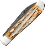 Case Cutlery Mini Trapper Burnt Deep Canyon Bone Folding Damascus Pocket Knife 27233