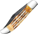 Case Cutlery Hunter Burnt Deep Canyon Bone Folding Damascus Pocket Knife 27237