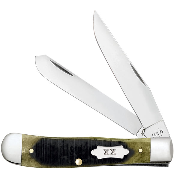 Case Cutlery Trapper Olive Green Bone Folding Stainless Pocket Knife 39230
