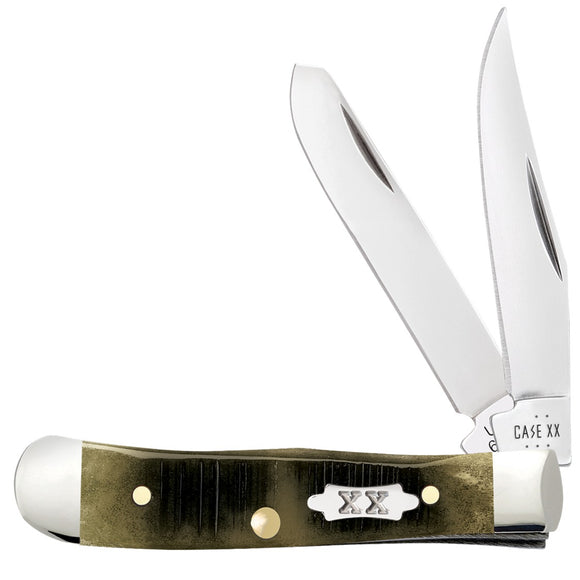 Case Cutlery Tiny Trapper Olive Green Bone Folding Stainless Pocket Knife 39231