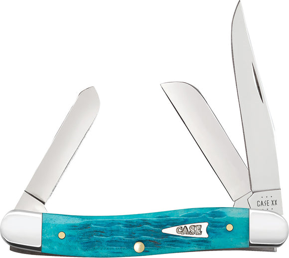 Case Cutlery Medium Stockman Sky Blue Crandall Bone Folding Stainless Pocket Knife 50642