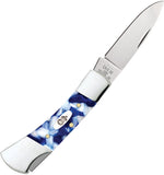 Case Cutlery Lockback Blue Crackle Kirinite Folding Stainless Pocket Knife 50721