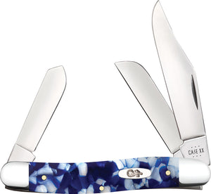 Case Cutlery Medium Stockman Blue Crackle Kirinite Folding Stainless Pocket Knife 50722