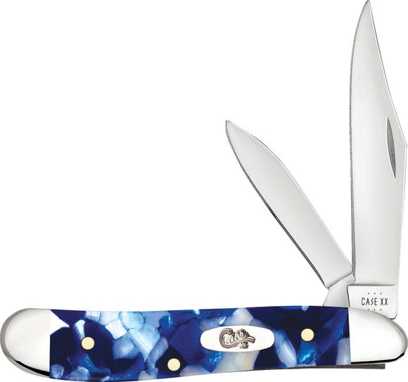 Case Cutlery Peanut Blue Crackle Kirinite Folding Stainless Pocket Knife 50723