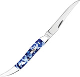 Case Cutlery Medium Texas Toothpick Blue Crackle Kirinite Folding Stainless Pocket Knife 50724