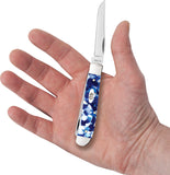 Case Cutlery Mini Trapper Blue Crackle Kirinite Folding Stainless Pocket Knife 50725