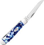 Case Cutlery Mini Trapper Blue Crackle Kirinite Folding Stainless Pocket Knife 50725