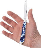 Case Cutlery Slimline Trapper Blue Crackle Kirinite Folding Stainless Pocket Knife 50726