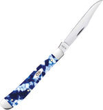 Case Cutlery Slimline Trapper Blue Crackle Kirinite Folding Stainless Pocket Knife 50726