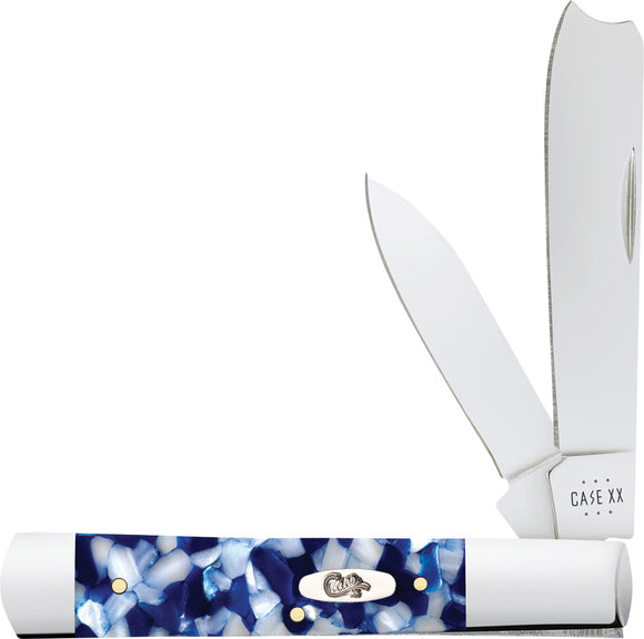 Case Cutlery Razor Jack Blue Crackle Kirinite Folding Stainless Pocket Knife 50727