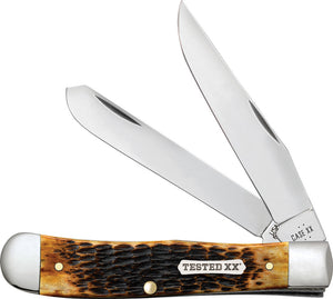 Case Cutlery Trapper Burnt Amber Jigged Bone Folding Carbon Steel Pocket Knife 51390