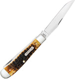 Case Cutlery Trapper Burnt Amber Jigged Bone Folding Carbon Steel Pocket Knife 51390