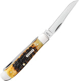Case Cutlery Mini Trapper Burnt Amber Jigged Bone Folding Carbon Steel Pocket Knife 51391