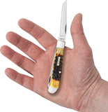 Case Cutlery Mini Trapper Burnt Amber Jigged Bone Folding Carbon Steel Pocket Knife 51391