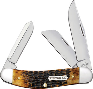 Case Cutlery Sowbelly Burnt Amber Jigged Bone Folding Carbon Steel Pocket Knife 51393
