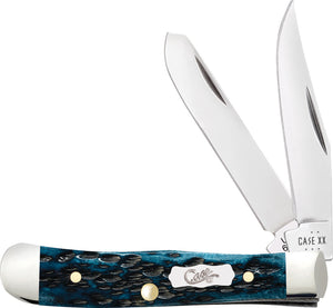 Case Cutlery Tiny Trapper Pocket Worn Mediterranean Blue Bone Folding Pocket Knife 51862