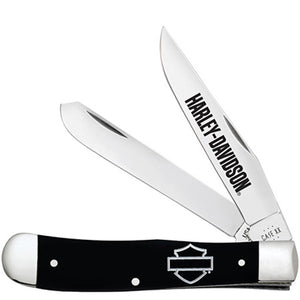 Case Cutlery Trapper Harley Davidson Black Folding Stainless Pocket Knife 52269