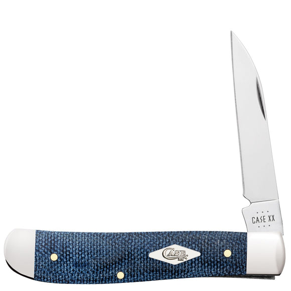 Case Cutlery Mini Trapper Blue Denim Canvas Laminate Folding Pocket Knife 60511