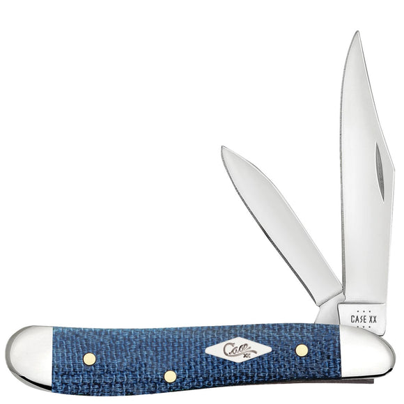 Case Cutlery Peanut Blue Denim Canvas Laminate Folding Pocket Knife 60514
