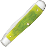 Case Cutlery Trapper Barnboard Lime Green Bone Folding Stainless Pocket Knife 61040