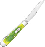 Case Cutlery Trapper Barnboard Lime Green Bone Folding Stainless Pocket Knife 61040