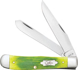 Case Cutlery Trapper Barnboard Lime Green Bone Folding Stainless Pocket Knife 61040