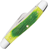 Case Cutlery Medium Stockman Barnboard Lime Green Bone Folding Stainless Pocket Knife 61041