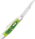 Case Cutlery Medium Stockman Barnboard Lime Green Bone Folding Stainless Pocket Knife 61041