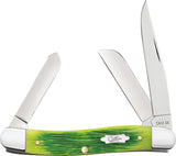 Case Cutlery Medium Stockman Barnboard Lime Green Bone Folding Stainless Pocket Knife 61041