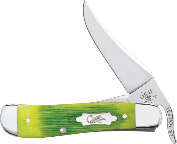 Case Cutlery Russlock Barnboard Lime Green Bone Folding Stainless Pocket Knife 61043