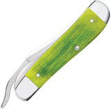 Case Cutlery Russlock Barnboard Lime Green Bone Folding Stainless Pocket Knife 61043