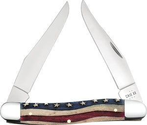 Case Cutlery Muskrat Star Spangled Flag Bone Folding Stainless Pocket Knife 64143