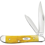 Case Cutlery Peanut Platts Jigged Yellow Bone Folding Stainless Pocket Knife 75314