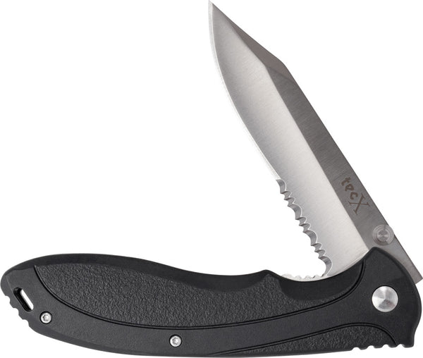 Case Cutlery TecX Lockback Black Folding Stainless Serrated Pocket