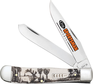 Case Cutlery Sportsman Trapper Elk Natural Bone Folding Stainless Pocket Knife 81222