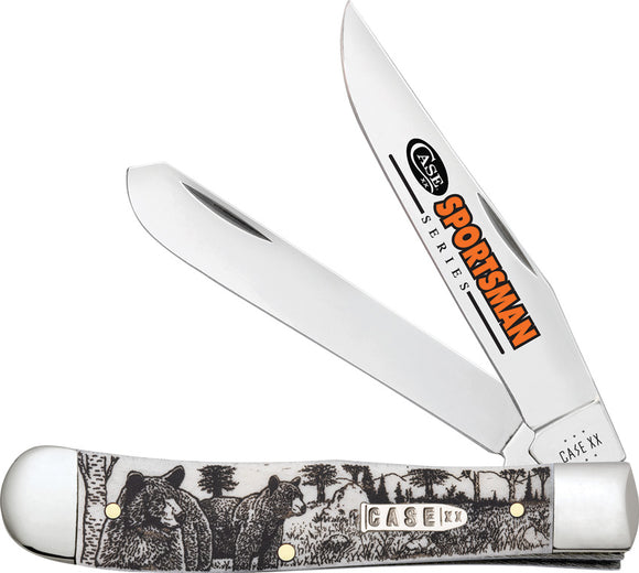 Case Cutlery Sportsman Trapper Bear Natural Bone Folding Stainless Pocket Knife 81223