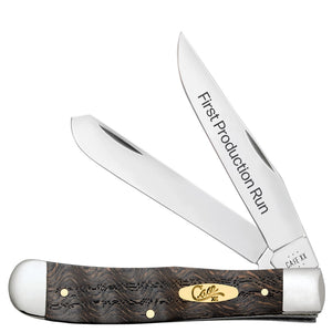 Case Cutlery First Production Trapper Black Curly Oak Wood Folding Knife 94000