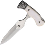 Cobratec Knives White Bone Folding 440C Stainless Push Dagger Knife w/ Sheath TFWPD