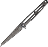 Cobratec Knives Ghost Framelock Gray Titanium Folding Damascus Pocket Knife TGSTWNS